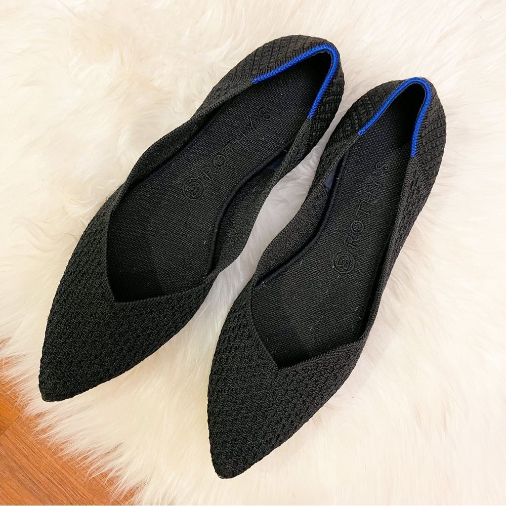 🍋 Rothy’s • Women’s “The Point” Flats in Black Size 10